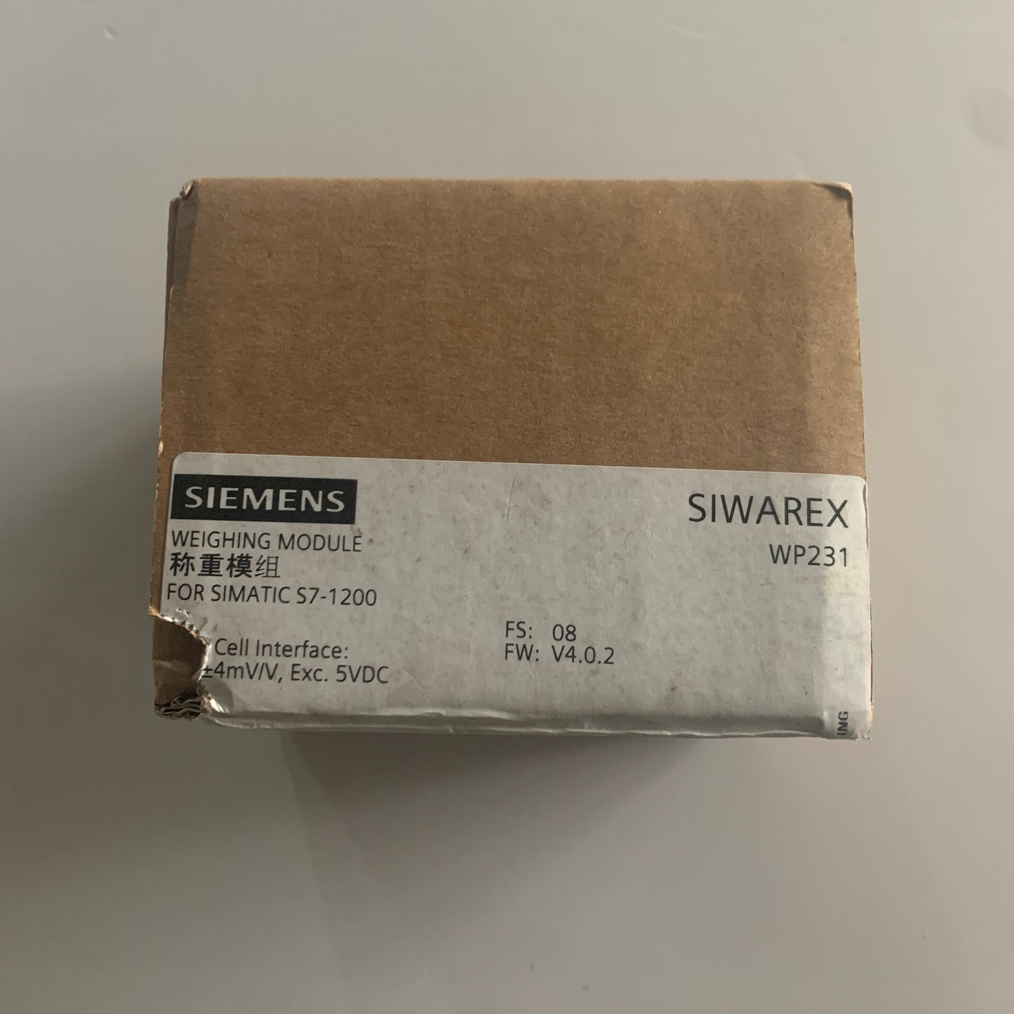 Siemens7MH4960-2AA01SIWAREX WP231 verifiable electronic weighing system (1 channel) connected to weighing sensors/DMS full bridge (1-4mV/V) for SIMATIC S7-1200 or standalone components