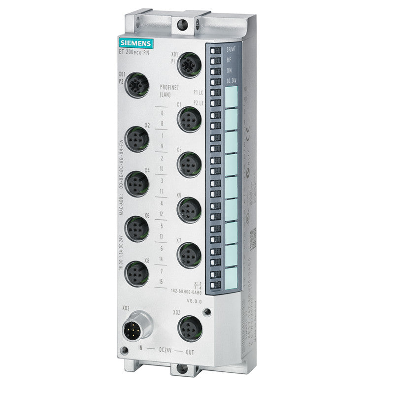 SIEMENS6ES7148-6JA00-0AB0SIMATIC DP, ET 200ECO PN, IO-Link master, 4IO-L+8DI+4DO 24 V DC/1.3A 8xM12, Duplicate assignment, Degree of protection IP67