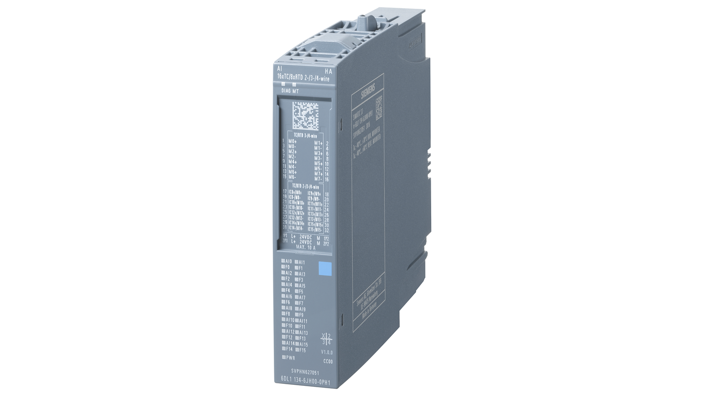 Siemens 6DL1134-6JH00-0PH1 SIMATIC ET 200SP HA, analog input module, AI 16XTC/8XRTD 2-/3-/4-wire HA